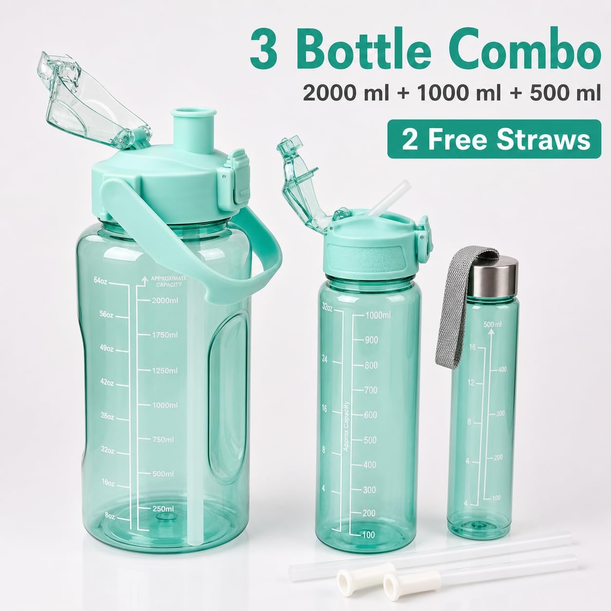 3 pcs motivational water bottle set